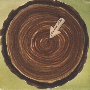 Carte d'anniversaire 2 bagues aquarelle originale en forme d'arbre