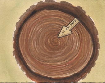 Original Watercolor Tree Ring Birthday Card 1