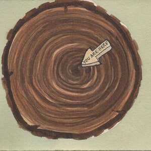 Carte d'anniversaire originale de 5 bagues aquarelle en forme d'arbre