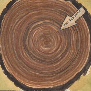 Carte d'anniversaire 3 bagues aquarelle originale en forme d'arbre