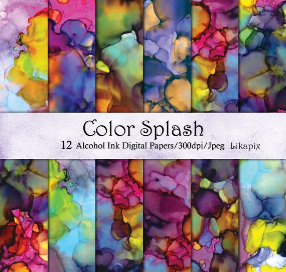 Alcohol Ink Colorful Paper Set-instant Download, Rainbow Colors