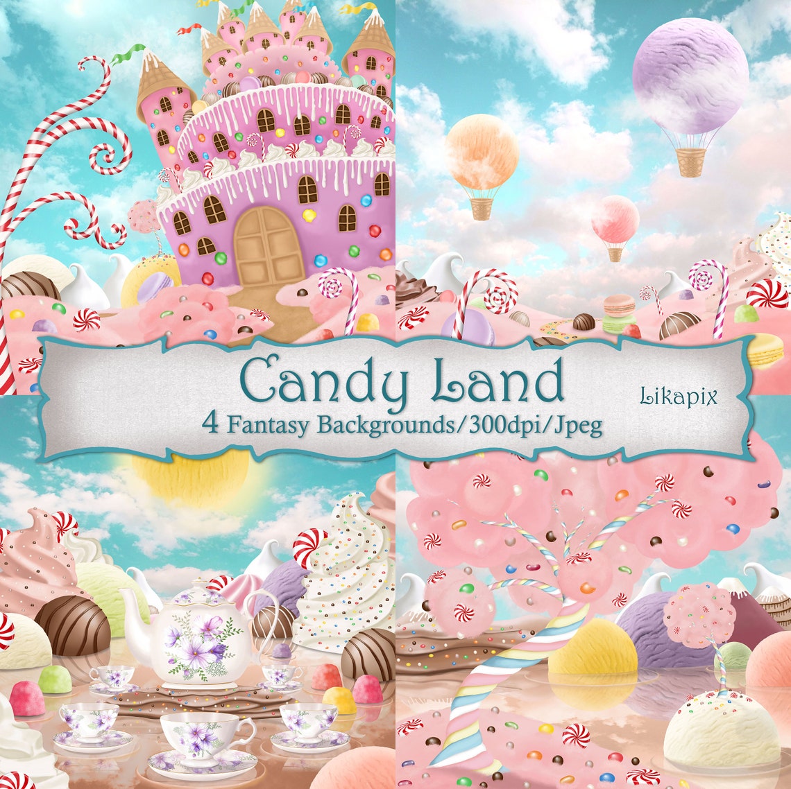 Candy Land Backgroundsinstant Download. Sweets World Landscape