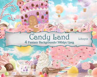Buy Candy Land Backgrounds-Instant Download. Sweets World.