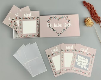 Ich liebe Dich Rubbelkarten in der Schachtel zum selber Beschriften, Gutschein, liebe Nachrichten, Geschenk Freund Freundin, Überraschung