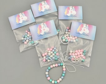 Unicorn Glitter Beaded Bracelet Craft Kit, Beaded Bracelet, Children's Birthday Party Favor, Party Gift