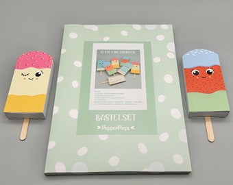 Craft kit for 12 ice cream invitations in matchboxes, children's birthday party
