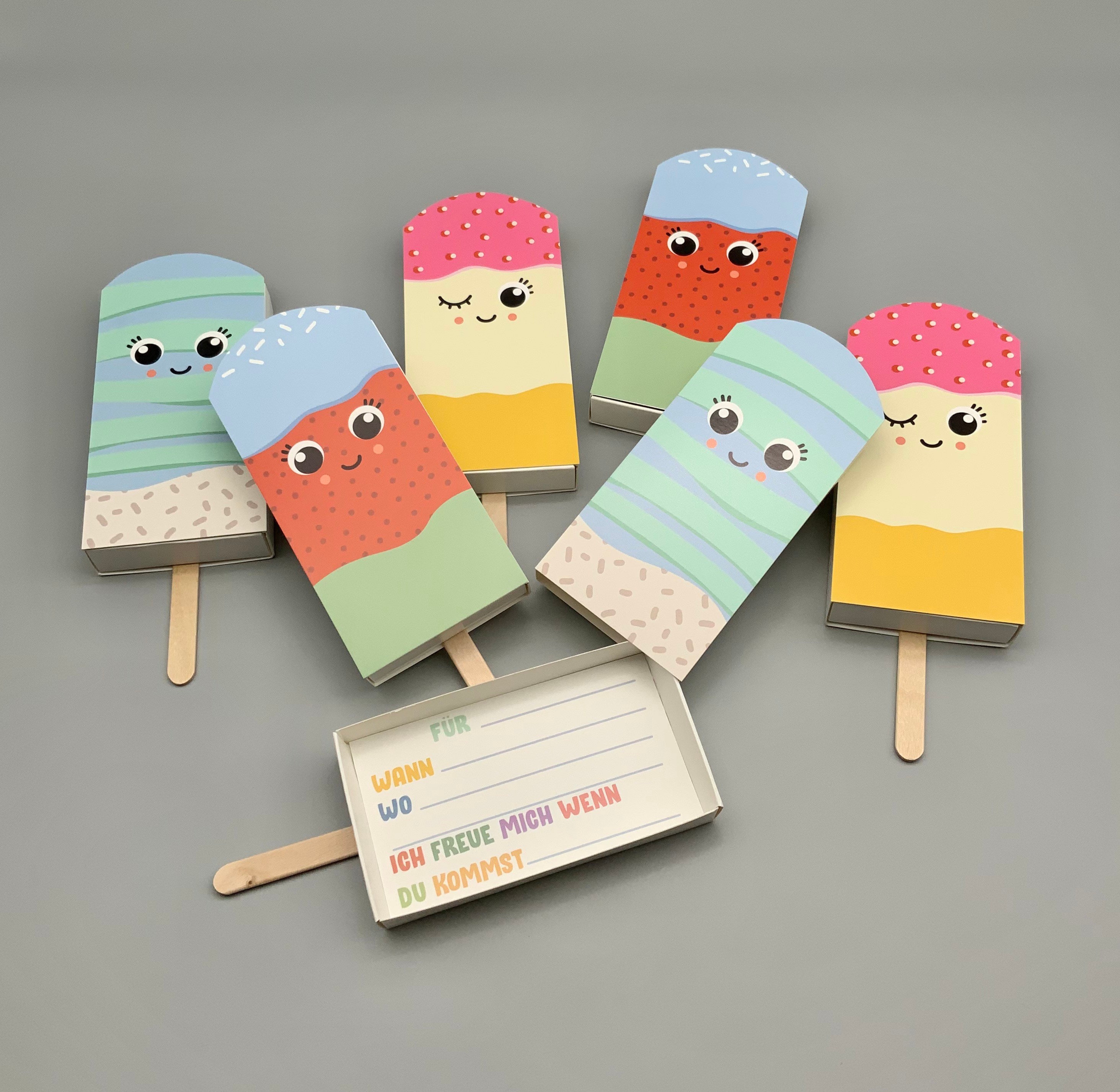 Eis am Stiel Einladung in der Streichholzschachtel - Etsy