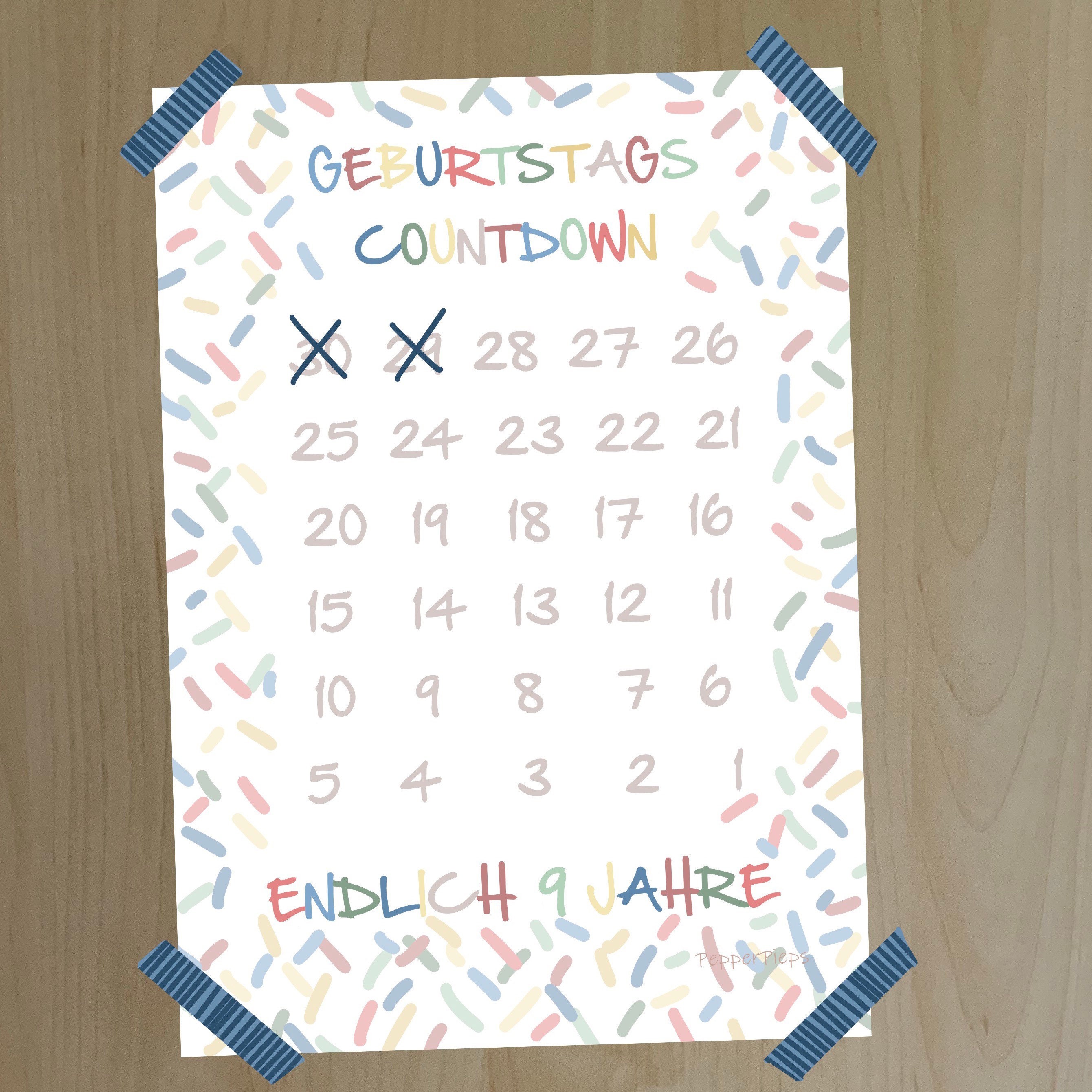 Geburtstag Countdown Poster zählen bis zum Geburtstag  Etsy