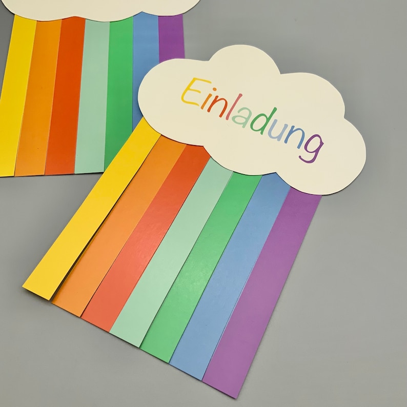 Regenbogen-Wolke Einladungskarte zum Basteln Kindergeburtstag - Etsy.de