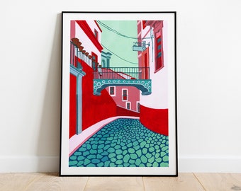 Mexico Print, Mexico Art, Mexico Wall Décor, Mexico Home Décor, Travel Art, Mexico Gouache Art, Mexico Illustration