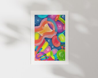 Abstract Digital Art Print | Colourful Modern Wall Art | Bold Pop Art Illustration | Contemporary Fine Art Poster | Vibrant Home Decor