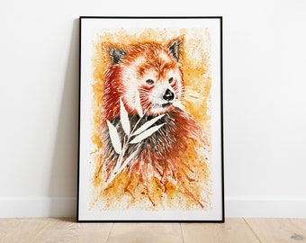 Red Panda Print, Red Panda Art, Red Panda Wall Décor, Red Panda Home Décor, Red Panda Watercolor Art, Red Panda Illustration