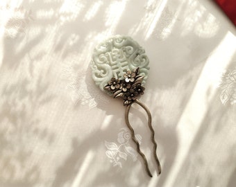 signifying one&#39;s life inscribed Jade hair-pin