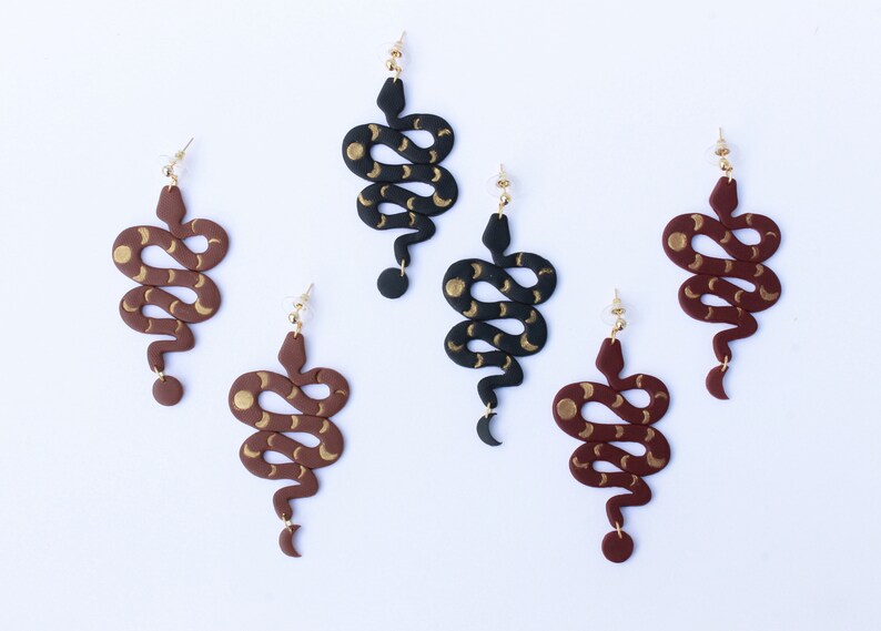 Handmade Polymer Clay Snake Earrings Serpent Earrings Etsy