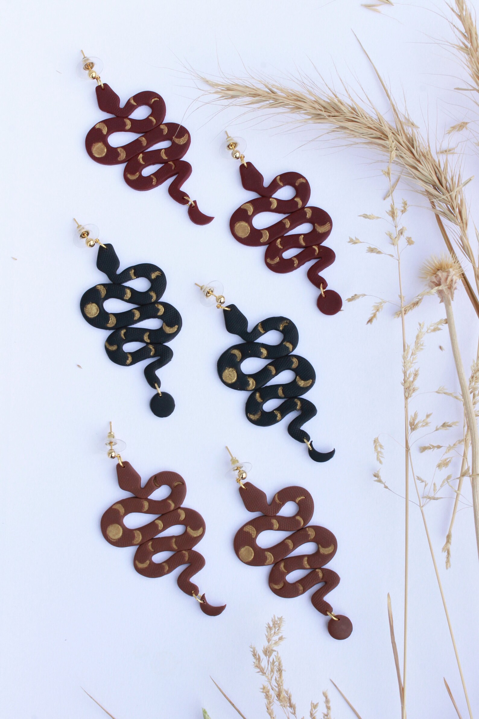 Handmade Polymer Clay Snake Earrings Serpent Earrings Etsy