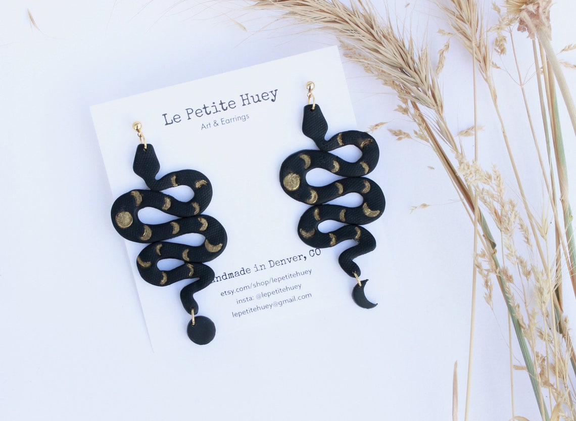 Handmade Polymer Clay Snake Earrings Serpent Earrings Etsy