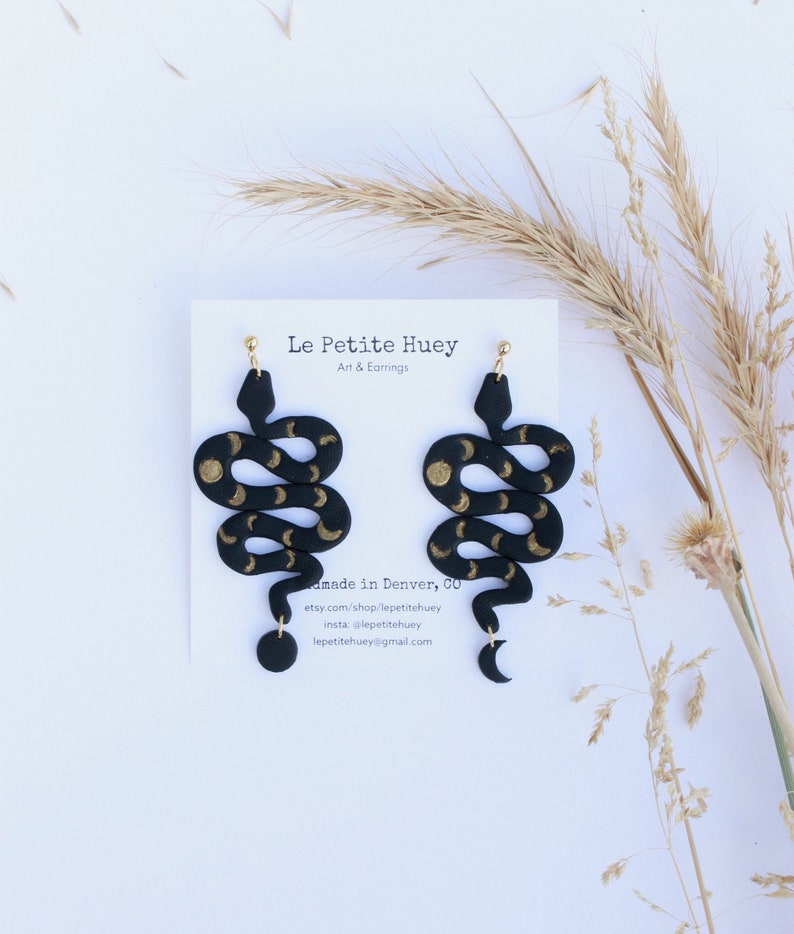 Handmade Polymer Clay Snake Earrings Serpent Earrings Etsy
