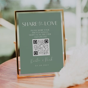 Share the love wedding card | Wedding photo QR code | QR code wedding sign | Share the love template | QR code wedding template