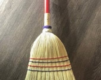 Red Kitchen broom handcraft traditional shaker style indoor broom