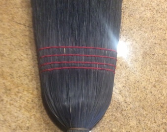 Handmade Black corn broom with sky blue painted handle quality craftsmanship