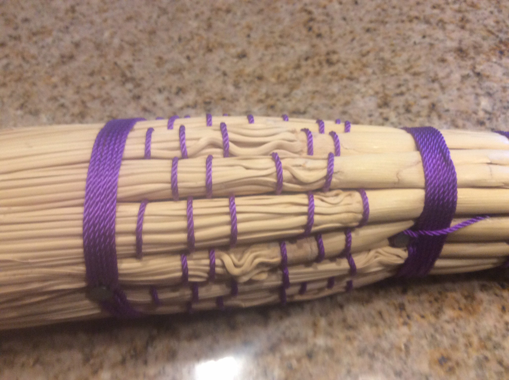 Handmade besom hearth style broom, witches love them purple accent whitewash handle