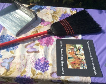 Black Corn Broom with a solid wooden-handle painted red full size traditional broom 100% broomcorn used.