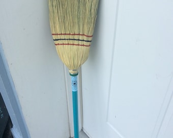 Teal handle kiddie broom