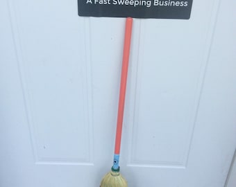 Coral handle child size broom