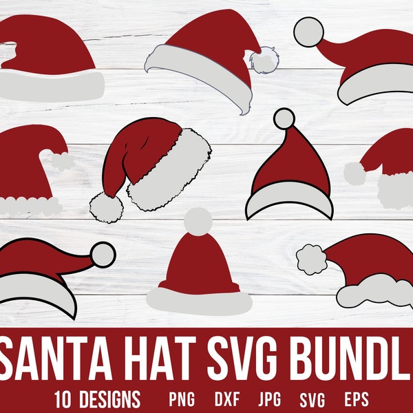 Santa Hat Svg, Christmas Hat Svg Bundle, Holiday Winter Hat Svg, Christmas Hat Svg, Elf Hat Svg, Silhouette Svg,Santa Svg,Kids Christmas Svg