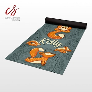 Fox Yoga Mat, Personalized Yoga Mat, Fitness Mat, Funny Yoga Mat, Natural Rubber Yoga Mat, Home Exercise Mat, Pilates Mat, Personalized Gift