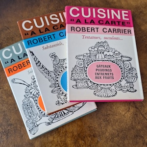 Cuisine A La Carte Robert Carrier Vintage French Recipe Cards Set of 3