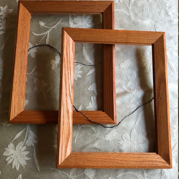 Pair Vintage Mid-Century Pale Wood Frames