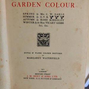 Garden Colour Illustrated by Margaret Waterfield Vintage Book - Etsy