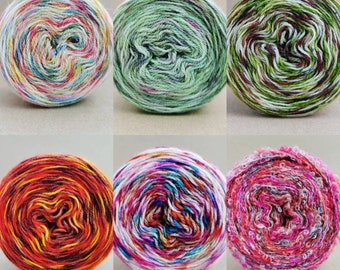 magic ball hand dyed multicolor yarn Gerbera gradient handmade yarn cakes soft cotton-acrylic