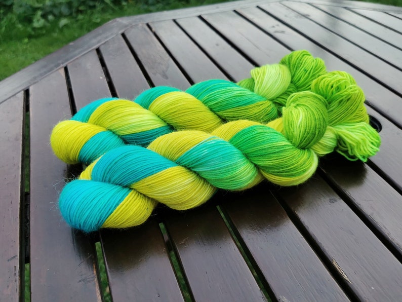 SPOOKY COCKTAIL Hand dyed yarn Merino/Mohair/Nylon Blend 4ply Sock Weight 100g/400m Gift for knitter or crocheter image 1