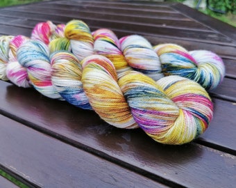 CHILDISHNESS - Hand dyed yarn - Merino/nylon Blend - 2ply Sock Weight - High Twist - 100g/425m - Gift for knitter or crocheter