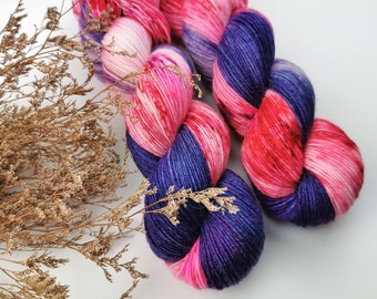 OOAK #3 - Hand dyed yarn - Merino/Mohair/Nylon Blend - 4ply Sock Weight - 100g/400m - Gift for knitter or crocheter
