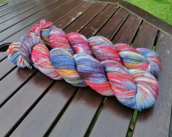 CARNIVAL - Hand dyed yarn - Merino/nylon Blend - 2ply Sock Weight - High Twist - 100g/425m - Gift for knitter or crocheter