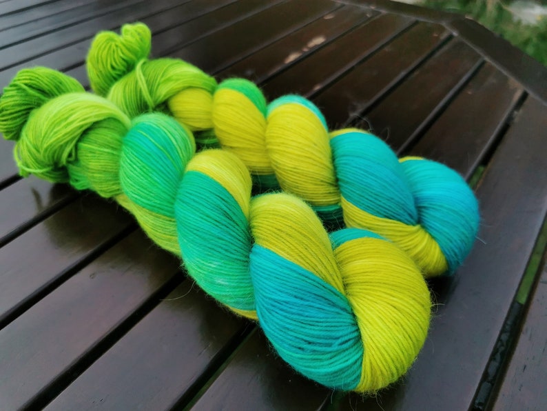 SPOOKY COCKTAIL Hand dyed yarn Merino/Mohair/Nylon Blend 4ply Sock Weight 100g/400m Gift for knitter or crocheter image 3