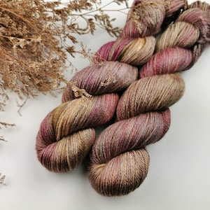 MOODY OAAK Hand dyed yarn Indie dyed yarn Merino/Silk Blend DK Weight 100g/212m Gift for knitter or crocheter image 3