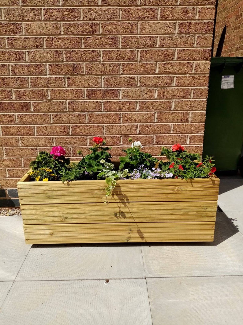 Wooden Planter with Fitted Lining Outdoor herbs plants | Etsy