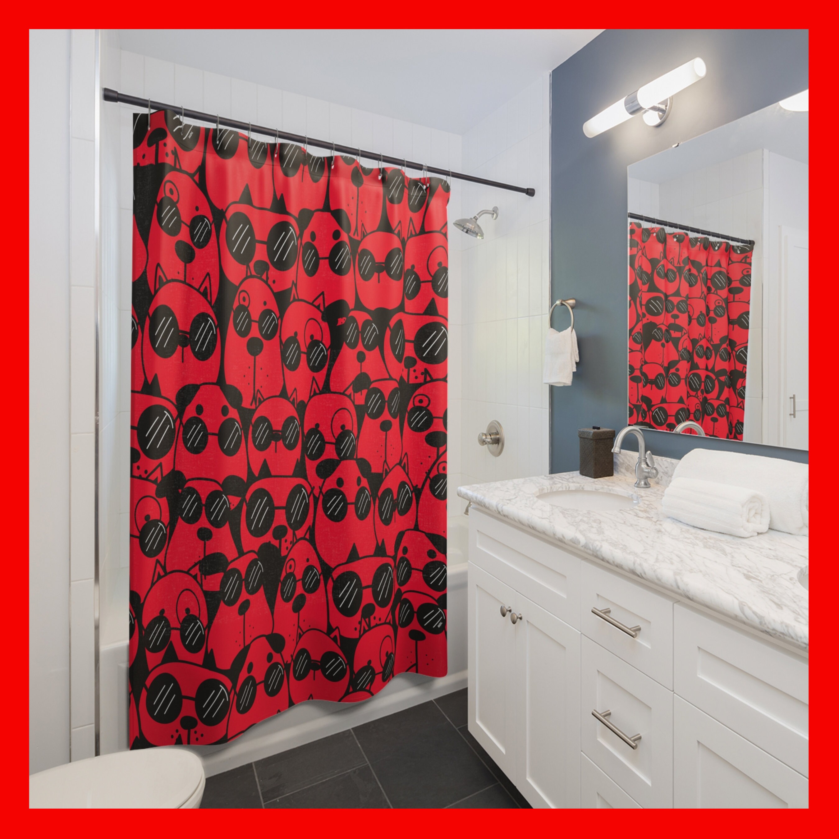 Cute Shower Curtain Child's Shower Curtain Fun Shower Curtain Dog