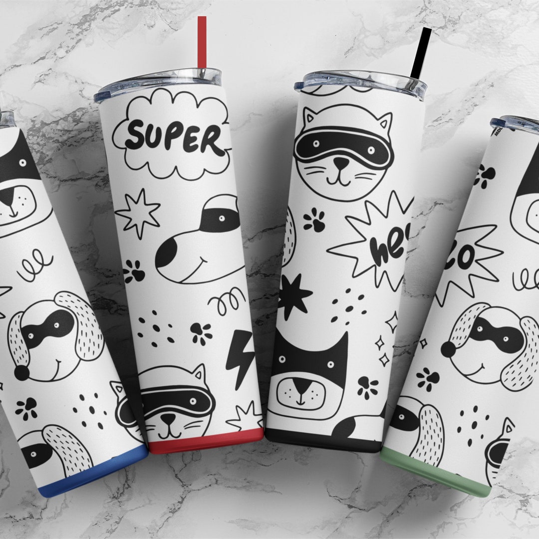 20oz Skinny Tumbler With Straw Tumbler Cup Dog Lovers Tumbler Dog Mom Gift Skinny Tumbler Gift ...