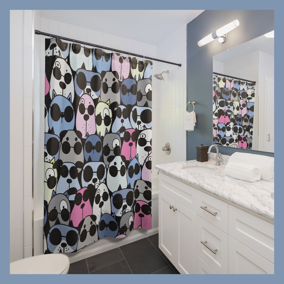 Cute Shower Curtain Child's Shower Curtain Fun Shower Curtain Dog