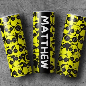 20oz Skinny Tumbler with Straw | Tumbler Cup | Dog Lovers Tumbler | Dog Mom Gift | Skinny Tumbler Gift | Dog Dad Gift | Neon Tumbler