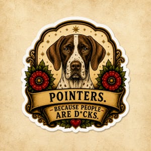 Pointer Dog Sticker | Traditional Tattoo Flash | Waterproof Vinyl | Canine Artwork | Pet Mom Day Gift