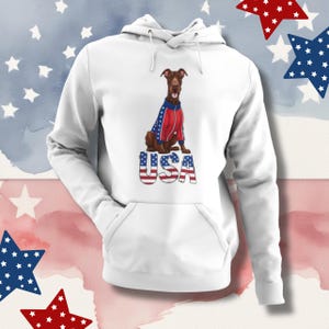German Shepherd Hoodie | Patriotic USA Apparel | Dog Mom Gift | Fourth of July Pullover | Red White Blue Outfit | Unisex Sweatshirt