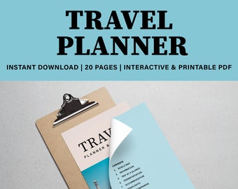 Travel Planner & Itinerary Bundle | Digital Download Printable | Easy Editable PDF | Vacation Trip Planner Template