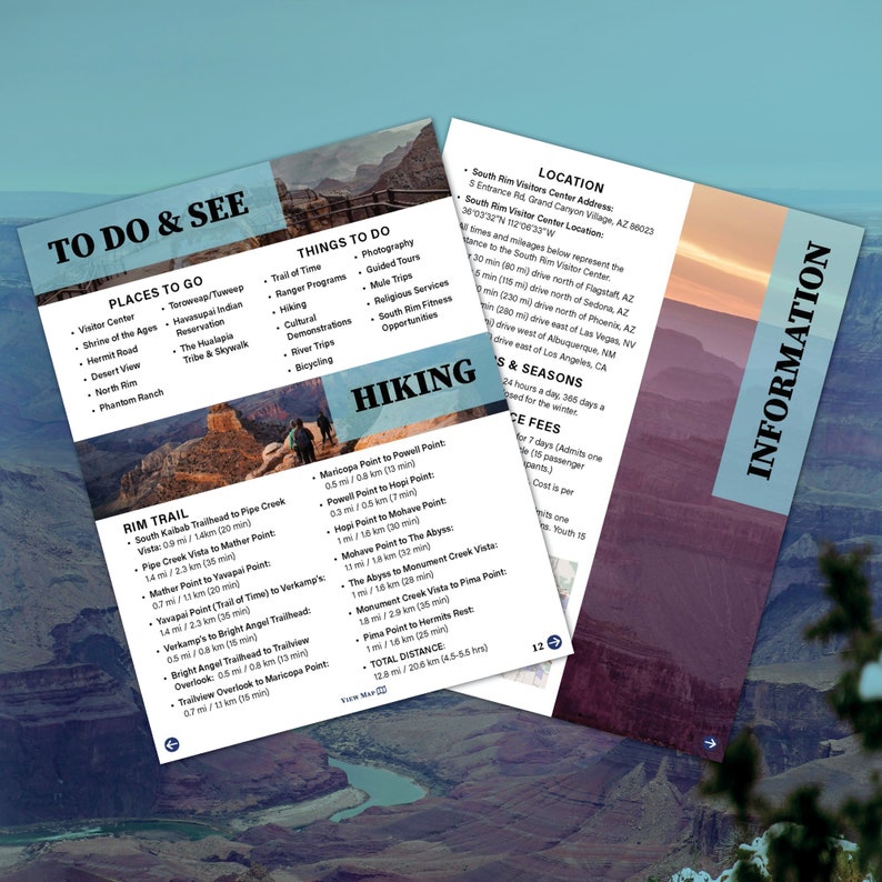 Travel Planner &amp; Itinerary Bundle | Grand Canyon National Park ...