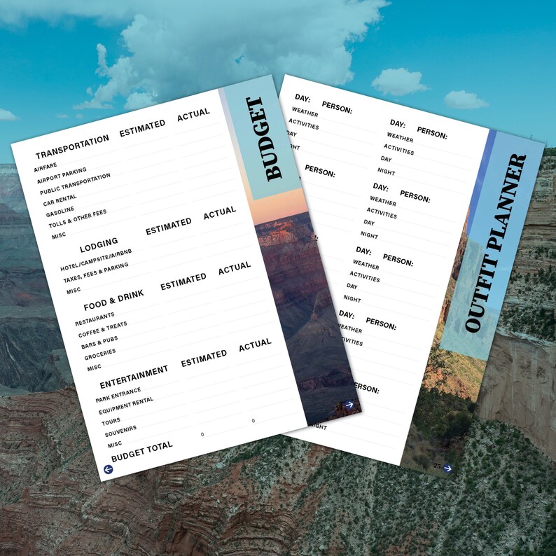 Travel Planner &amp; Itinerary Bundle | Grand Canyon National Park ...